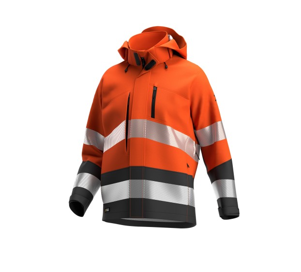 VESTE RÉFLÉCHISSANTE HOMME/FEMME SOFTSHELL SCUTI ORANGE FLUO/DARK GREY