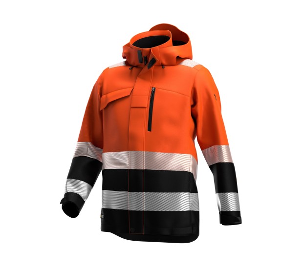VESTE RÉFLÉCHISSANTE HOMME/FEMME HIVER SCUTI ORANGE FLUO/NOIR