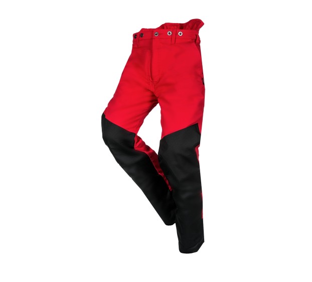 PANTALON BUCHERON ANTI-COUPURE TRONCONNEUSE FLEX ROUGE/JAUNE FLUO 