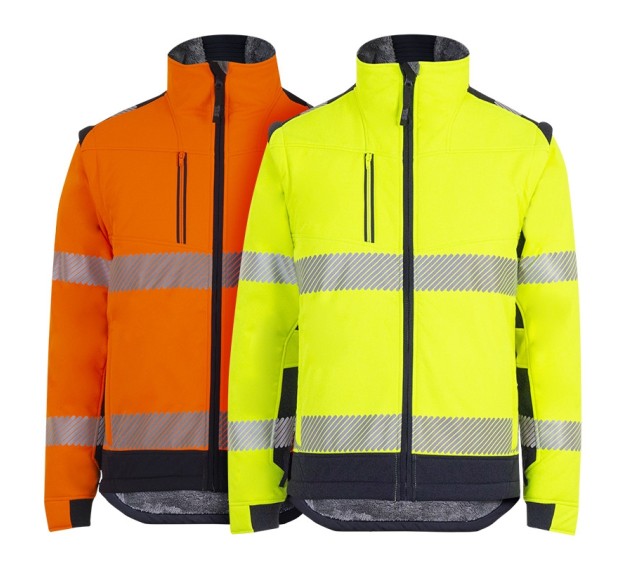 VESTE RÉFLÉCHISSANTE HOMME/FEMME SOFTSHELL SHERPA ORANGE FLUO/MARINE