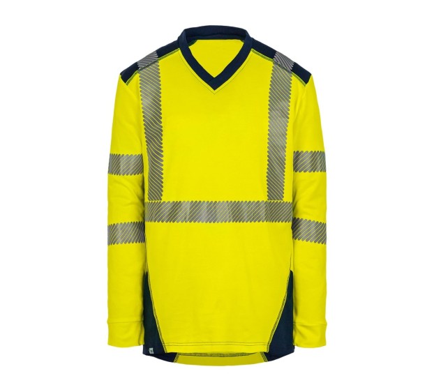 T-SHIRT HAUTE VISIBILITÉ JAKARTA MANCHES LONGUES JAUNE FLUO/MARINE T.4XL
