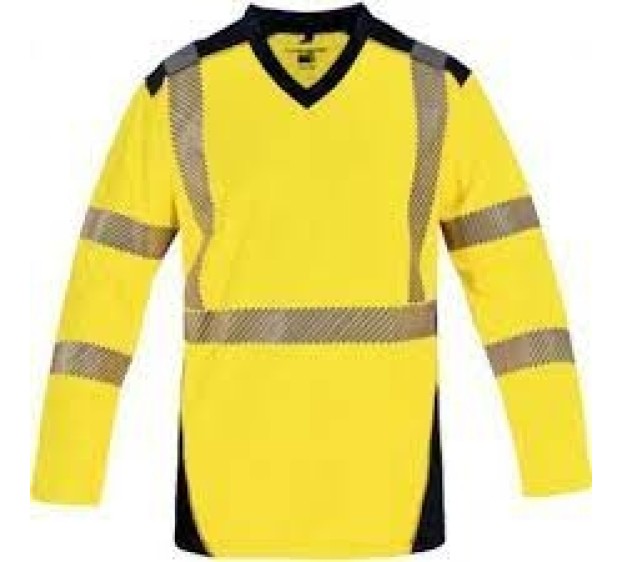 TEE-SHIRT HAUTE VISIBILITÉ BALI MANCHES LONGUES JAUNE FLUO/MARINE