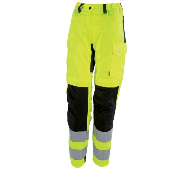 PANTALON FEMME HAUTE VISIBILITE JAUNE FLUO/NOIR 