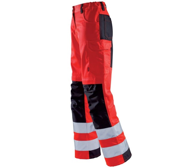 PANTALON FEMME HAUTE VISIBILITE ROUGE  FLUO/NOIR 