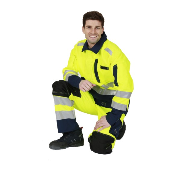 VESTE RÉFLÉCHISSANTE HOMME/FEMME ROADY JAUNE FLUO/MARINE 