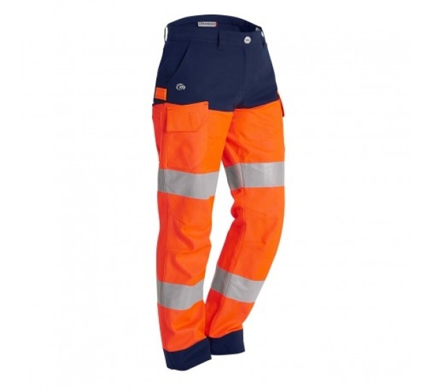 PANTALON RÉFLÉCHISSANT FEMME LUKLIGHT ORANGE FLUO/MARINE