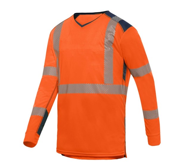 TEE SHIRT MANCHES LONGUES HAUTE VISIBILITE RESPIRANT  37.5 ORANGE/MARINE