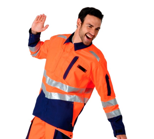 VESTE RÉFLÉCHISSANTE HOMME/FEMME ROADY ORANGE FLUO/MARINE 