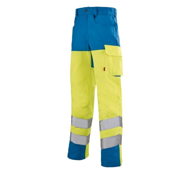 PANTALON RÉFLÉCHISSANT HOMME/FEMME IRIS PI JAUNE FLUO/BLEU AZUR