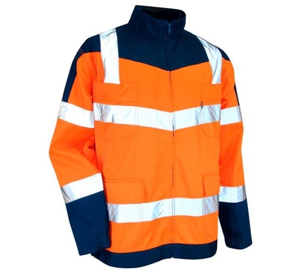 VESTE RÉFLÉCHISSANTE HOMME/FEMME URGENCE ORANGE FLUO/MARINE