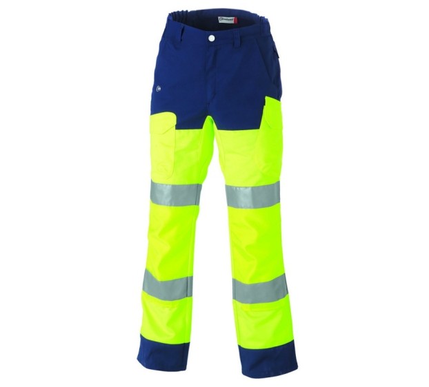 PANTALON DE TRAVAIL GENOUILLERES LUK-LIGHT JAUNE FLUO/MARINE ETJ 84