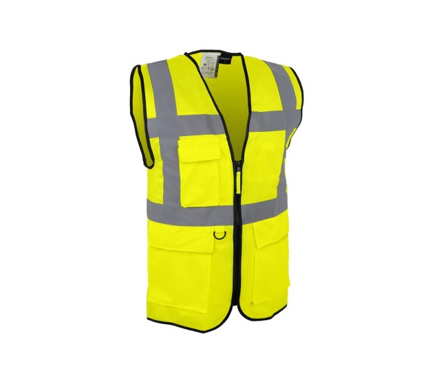 GILET HAUTE VISIBILITÉ CLASSE II MULTIPOCHES JAUNE FLUO