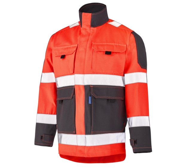 BLOUSON HAUTE VISIBILITÉ FLUO TECH ROUGE FLUO/CHARCOAL