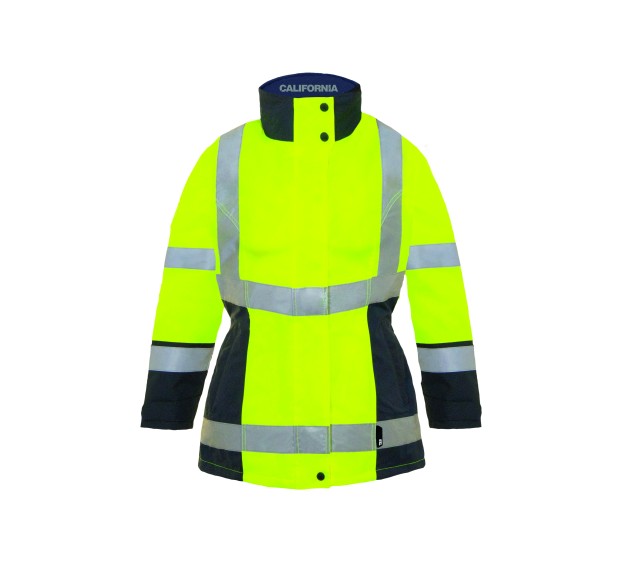 PARKA HAUTE VISIBILITÉ FEMME CALIFORNIA JAUNE FLUO/MARINE