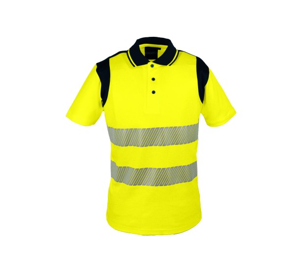 POLO HAUTE VISIBILITÉ POLMA JAUNE FLUO/BLEU