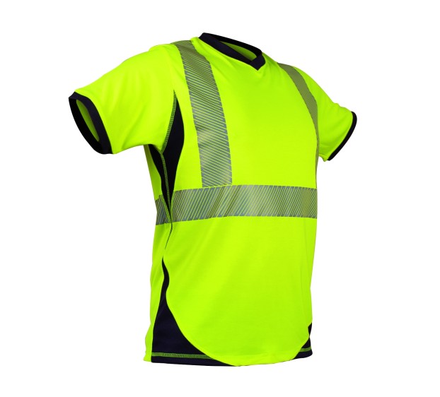 TEE-SHIRT HAUTE VISIBILITÉ MANCHES COURTES TONGA JAUNE FLUO/MARINE