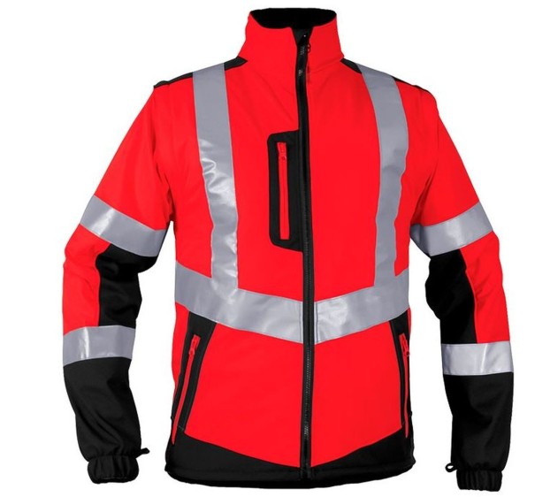 BLOUSON HAUTE VISIBILITÉ SOFTSHELL FJORD 3 ROUGE FLUO/NOIR 