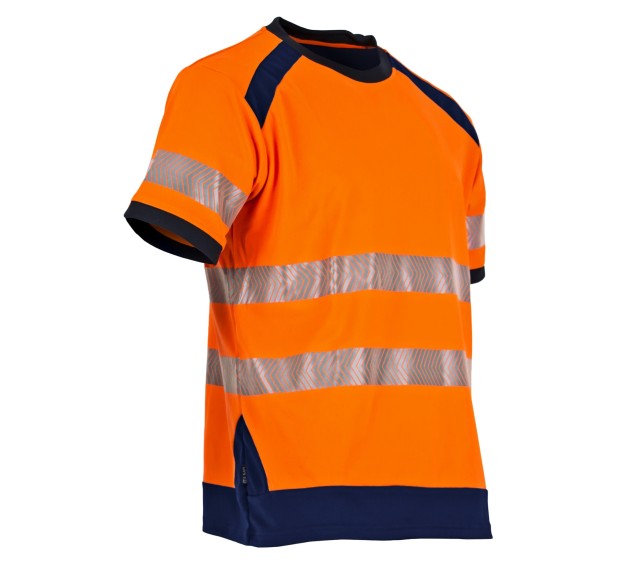 TEE-SHIRT HAUTE VISIBILITÉ MANCHES COURTES LAMPION ORANGE FLUO/MARINE 