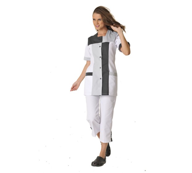 Blouse PERRINE Blanc/Charbon taille 0