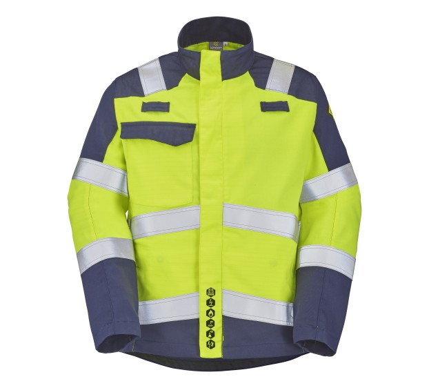 BLOUSON HAUTE VISIBILITE/ANTISTATIQUE/IGNIFUGE/SOUDEUR/ANTI-ACIDE/ATEX ATA 320 XP JAUNE FLUO/MARINE 