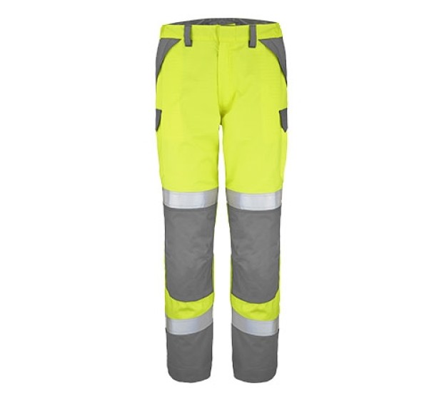 PANTALON HAUTE VISIBILITE/ANTISTATIQUE/IGNIFUGE/SOUDEUR/ANTI-ACIDE/ATEX BAYO 300 XP JAUNE FLUO/GRIS ACIER