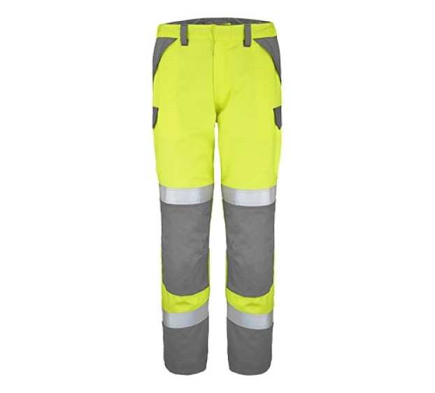 PANTALON HAUTE VISIBILITE/ANTISTATIQUE/IGNIFUGE/SOUDEUR/ANTI-ACIDE/ATEX BAYO 300 XP JAUNE FLUO/GRIS ACIER