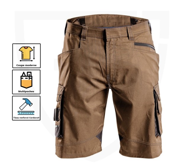 BERMUDA DE TRAVAIL BICOLOR COSMIC CAMEL/GRIS 