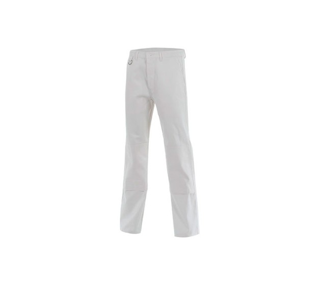 PANTALON DE TRAVAIL HOMME/FEMME COTON/POLYESTER AVEC GENOUILLERES BLANC