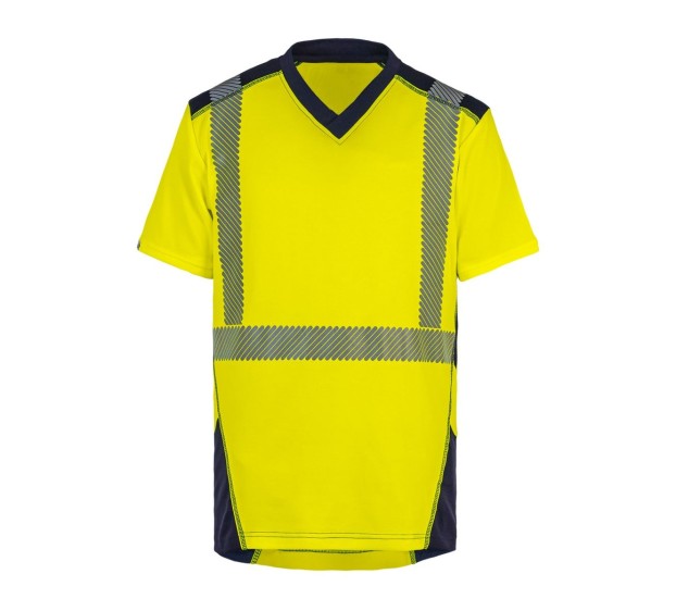 TEE-SHIRT HAUTE VISIBILITÉ MANCHES COURTES JAKARTA JAUNE FLUO/MARINE T. 5XL