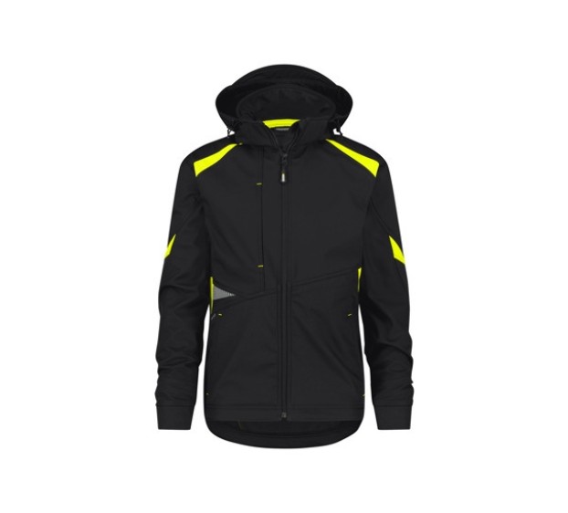 VESTE SOFTSHELL DE TRAVAIL HOMME/FEMME KALAMA NOIR/JAUNE FLUO