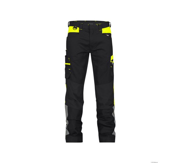 PANTALON DE TRAVAIL HOMME/FEMME HONG-KONG NOIR/JAUNE FLUO