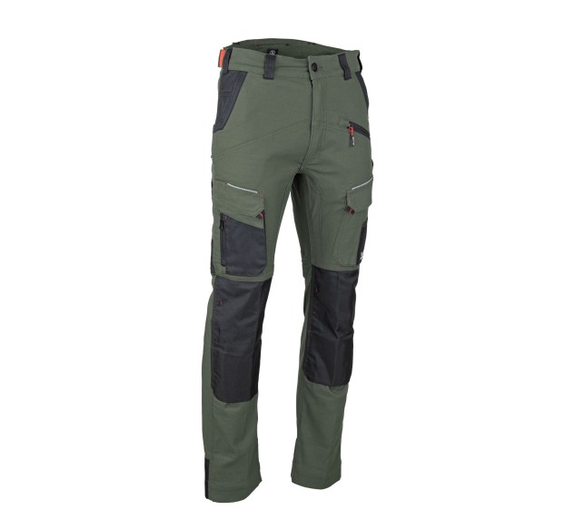 PANTALON MEMORY POCHES GENOU KAKI/NOIR 