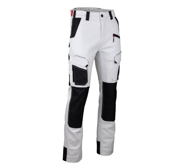 PANTALON CELLULE POCHES GENOU BLANC/GRIS 