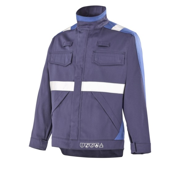 BLOUSON REFLECHISSANT/IGNIFUGE/SOUDEUR/ANTISTATIQUE/ANTI-ACIDE/ATEX CAPURATA KOLOR 320 XP BLEU MARINE/BUGATTI