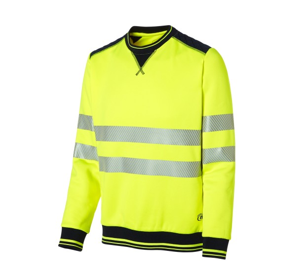 SWEAT RÉFLÉCHISSANT COL ROND LUK LIGHT JAUNE FLUO/MARINE 