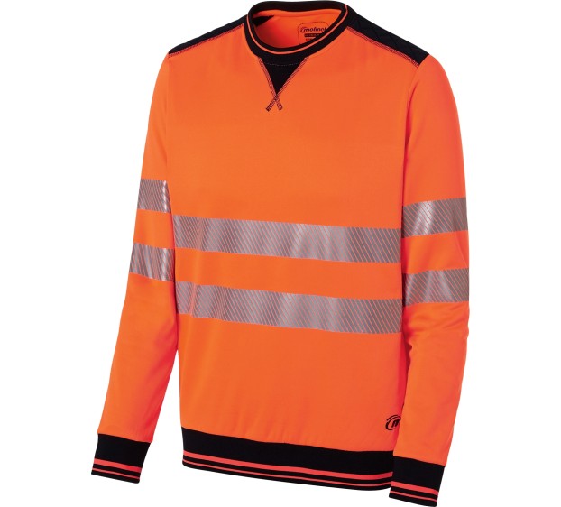 SWEAT RÉFLÉCHISSANT COL ROND LUK LIGHT ORANGE FLUO/MARINE 