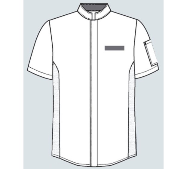 VESTE CUISINIE RAPHI MIXTE MANCHES COURTES CINTREE BLANC/GRIS