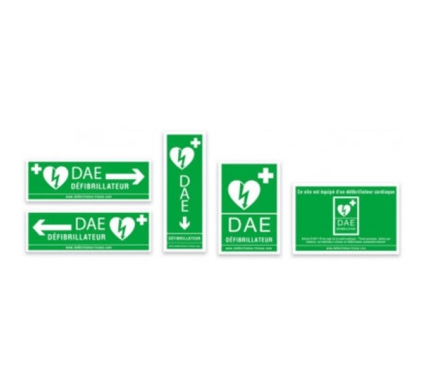 PANNEAU SIGNALETIQUE ADHESIF RECTANGLE DÉFIBRILLATEUR CARDIAQUE AUTOMATISÉ EXTERNE (DAE)
