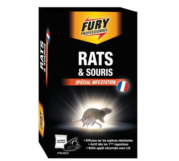 RATICIDE & SOURICIDE FURY RATS & SOURIS (BOITE DE 7 SACHETS)