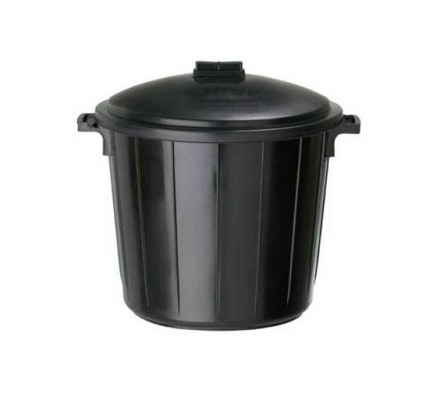 POUBELLE PLASTIQUE COUVERCLE NOIR 75 L