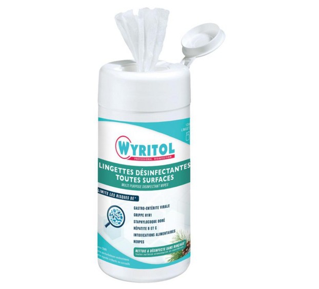 LINGETTES DÉSINFECTANTES VIRUCIDES WYRITOL (BOITE DE 120)