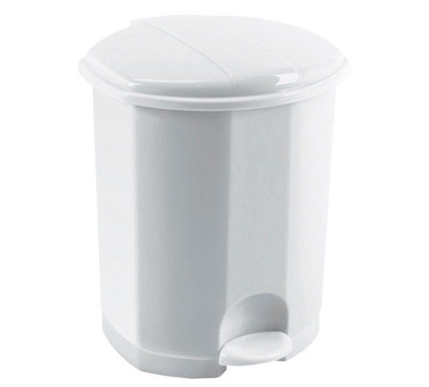 POUBELLE À PÉDALE PLASTIQUE BLANC 6 L