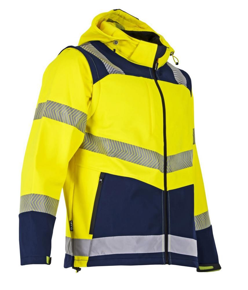 VESTE R FL CHISSANTE HOMME FEMME SOFTSHELL VISEUR JAUNE FLUO MARINE REF. 2VS1034