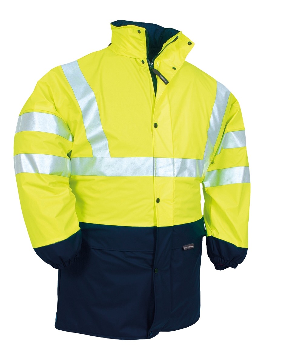 VESTE DE PLUIE REFLECHISSANTE MADUO JAUNE FLUO MARINE