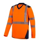 TEE-SHIRT HAUTE VISIBILITÉ MANCHES LONGUES ORANGE BALI FLUO/MARINE