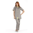 BLOUSE PROFESSIONNELLE FEMME CLOTILDE MANCHES COURTES TAUPE/POMME