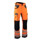 PANTALON RÉFLÉCHISSANT HOMME/FEMME AVEC POCHES GENOUX BRILLANT ORANGE FLUO/ GRIS ACIER 
