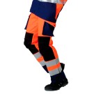 PANTALON RÉFLÉCHISSANT HOMME/FEMME RENFORTS GENOUX ROADY EJ 82 CM ORANGE FLUO/MARINE 