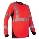 TEE-SHIRT HAUTE VISIBILITE MANCHES LONGUES TONGA PROTECT ROUGE FLUO NOIR T.8XL