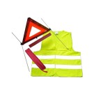KIT DE SIGNALISATION VOITURE (1 GILET HAUTE VISIBILITE, 1 TRIANGLE DE SIGNALISATION AUTO, 1 SAC DE RANGEMENT)